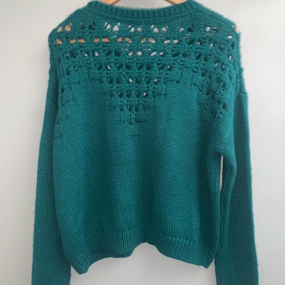 Sea Siren Green Cropped Soft Crochet Sweater L - Picture 6 of 6